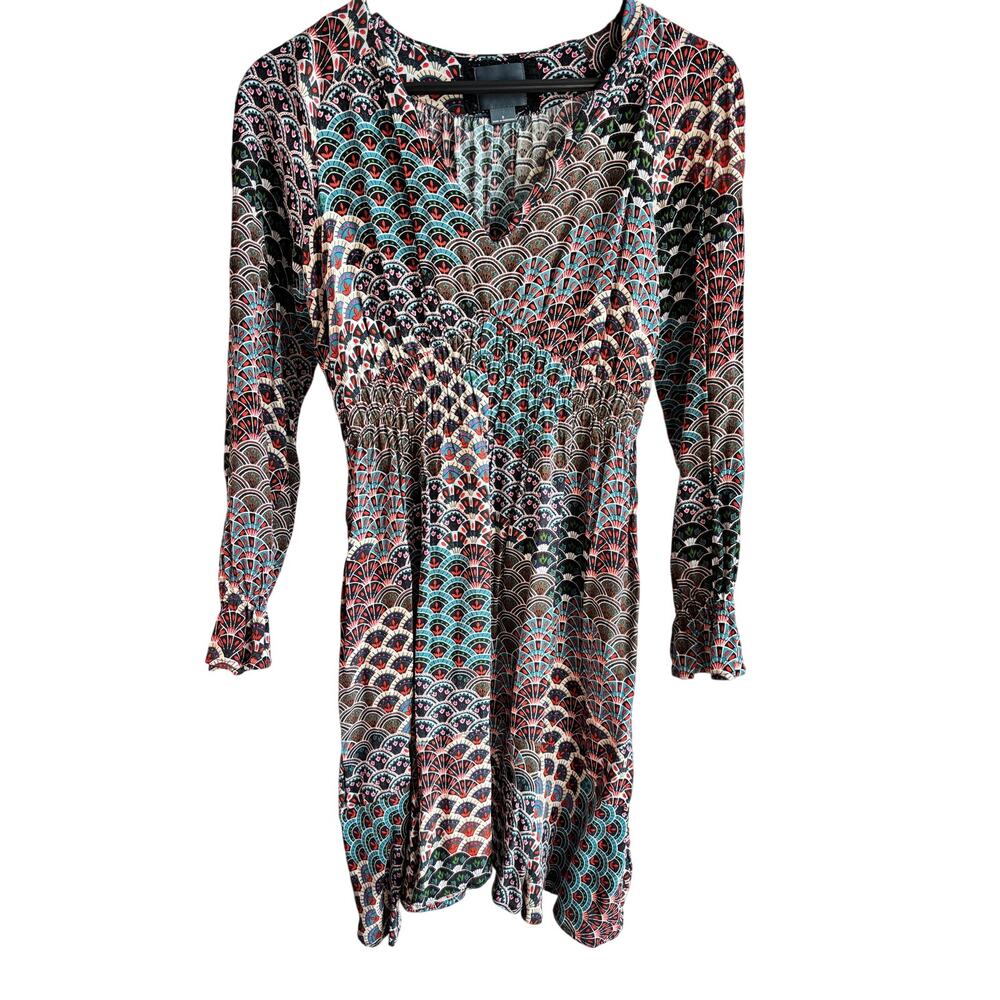 Maeve Anthropologie Boho Print Dress Small Smocked Waist Mini